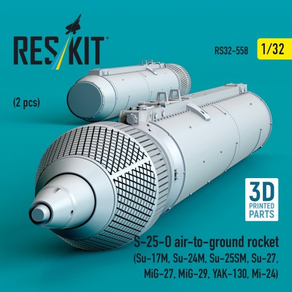 RESKIT RS32-0558 S-25-O air-to-ground rocket (2 pcs) (3D Printed) 1/32