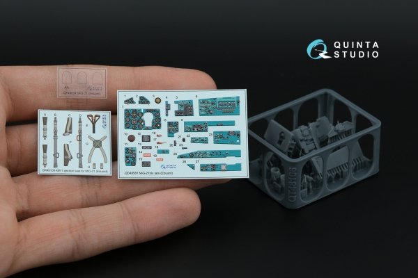 Quinta Studio QD+48581 MiG-21bis late Fishbed-N 3D-Printed &amp; coloured Interior on decal paper (Eduard) (with 3D-printed resin parts) 1/48