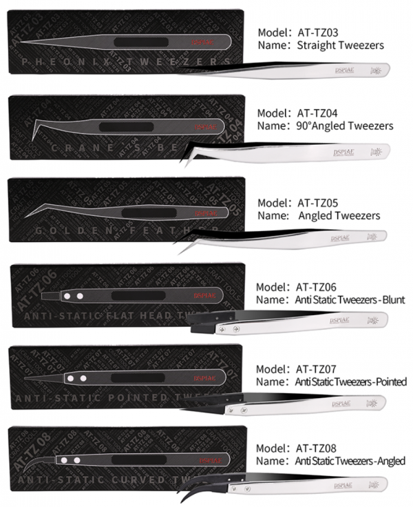 DSPIAE AT-TZ05 Stainless Steel Tweezers with angular tip