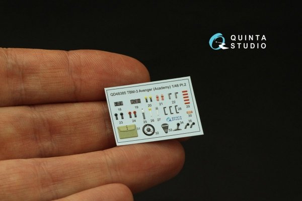 Quinta Studio QD48385 TBM-3 Avenger 3D-Printed &amp; coloured Interior on decal paper (Accurate miniatures/Academy) 1/48