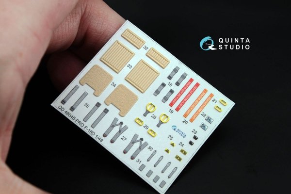 Quinta Studio QD48045 F-16D (block 30/40/50) 3D-Printed &amp; coloured Interior on decal paper (for Kinetic kit) 1/48