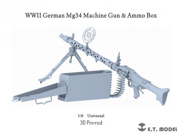 E.T. Model P06-002 WWII German Mg34 Machine Gun Ammo Box (3D Printed) 1/6