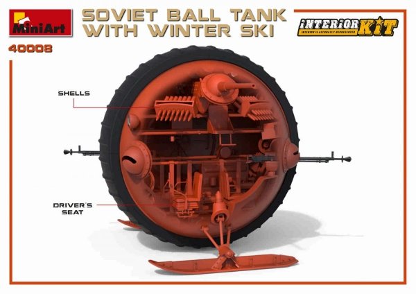 MiniArt 40008 SOVIET BALL TANK w/ WINTER SKI. INTERIOR KIT 1/35