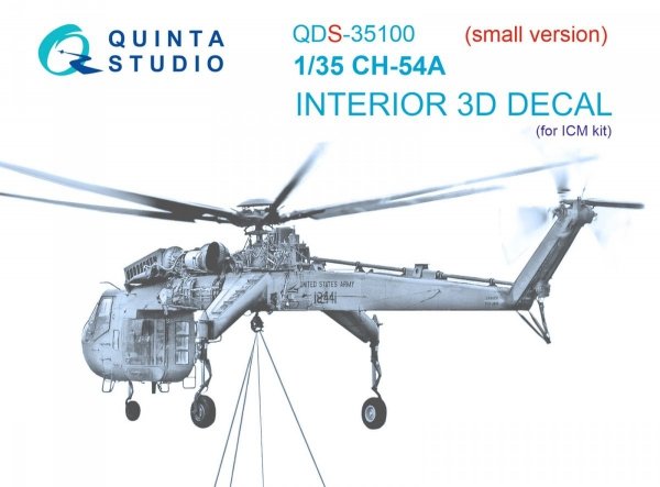 Quinta Studio QDS-35100 CH-54A 3D-Printed &amp; coloured Interior on decal paper (ICM) (Small version) 1/35