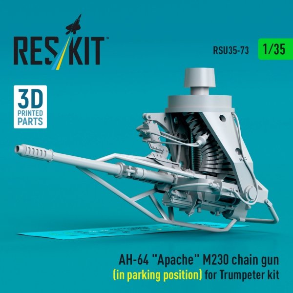 RESKIT RSU35-0073 AH-64 &quot;Apache&quot; M230 chain gun (in parking position) for Trumpeter kit (3D Printed) 1/35