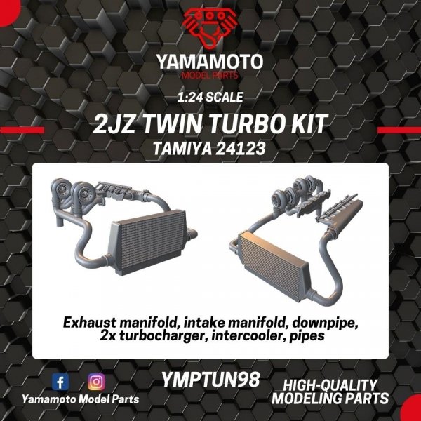Yamamoto YMPTUN98 2JZ Twin Turbo Kit for Tamiya 24123 1/24