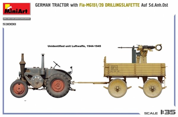 MiniArt 53008 GERMAN TRACTOR with Fla-MG151/20 DRILLINGSLAFETTE Auf Sd.Anh.Ost 1/35