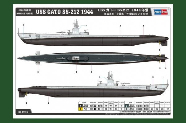 Hobby Boss 83524 U.S. Navy Submarine &quot;Little Shark&quot; SS-212 1944 1/350