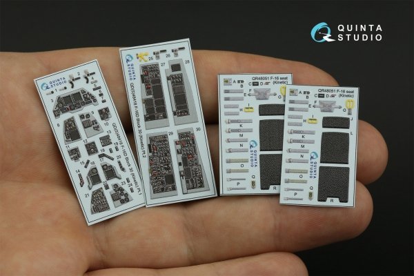 Quinta Studio QD48418 F-16D block 30 3D-Printed &amp; coloured Interior on decal paper (Kinetic 2022 tool) 1/48