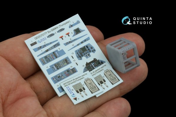Quinta Studio QD+72177 Su-30MKK 3D-Printed &amp; coloured Interior on decal paper (Trumpeter) (with 3D-printed resin part) 1/72