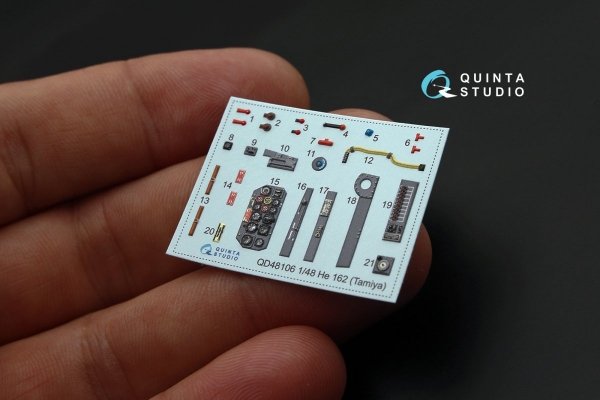 Quinta Studio QD48106 He-162 3D-Printed &amp; coloured Interior on decal paper (for Tamiya kit) 1/48