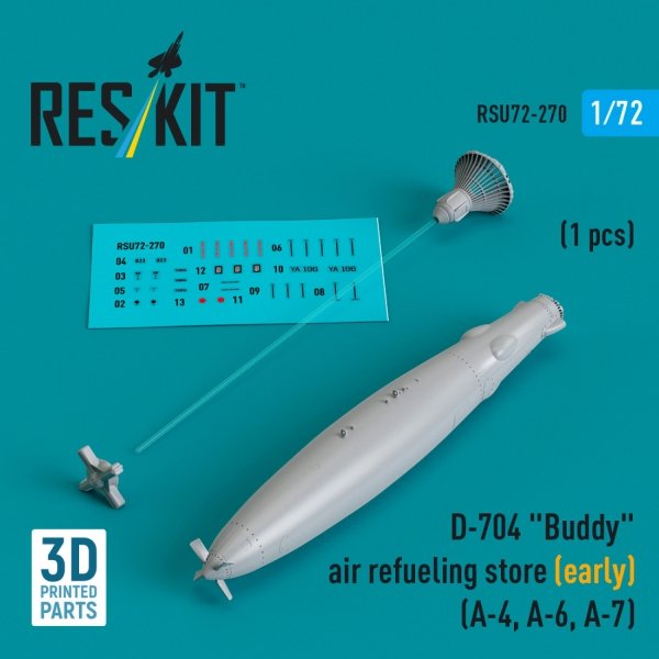 RESKIT RSU72-0270 D-704 &quot;Buddy&quot; air refueling store (early) (1 pcs) (A-4, A-6, A-7) (3D Printed) 1/72