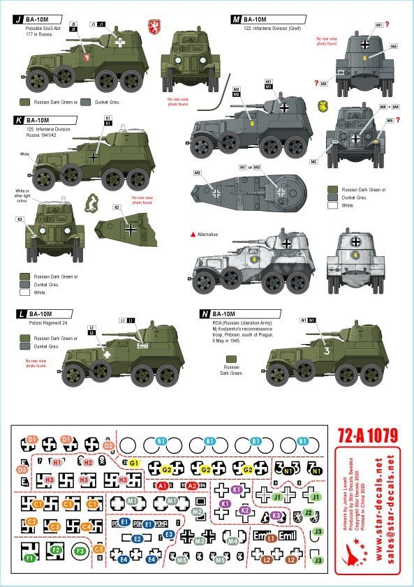 Star Decals 72-A1079 BA-10M and BA-20M. 1/72