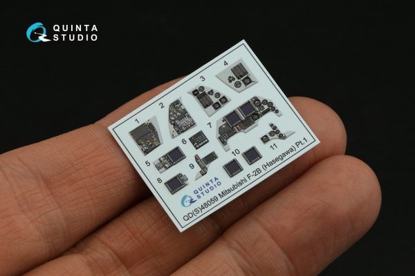 Quinta Studio QD48059 Mitsubishi F-2B 3D-Printed coloured Interior on decal paper (Hasegawa) 1/48
