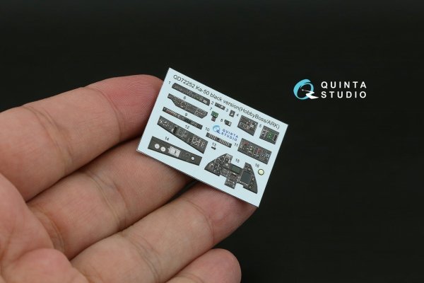 Quinta Studio QD+72252 Ka-50 (black panels) 3D-Printed &amp; coloured Interior on decal paper (HobbyBoss/ARK) (with 3D-printed resin parts) 1/72