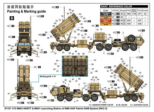 Trumpeter 07157 M983 HEMTT &amp; M901 Launching Station w/ MIM-104F Patriot SAM System (PAC 3) 1/72