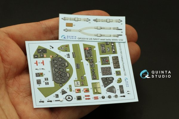 Quinta Studio QD32133 F6F-3 Hellcat 3D-Printed &amp; coloured Interior on decal paper (Trumpeter) 1/32