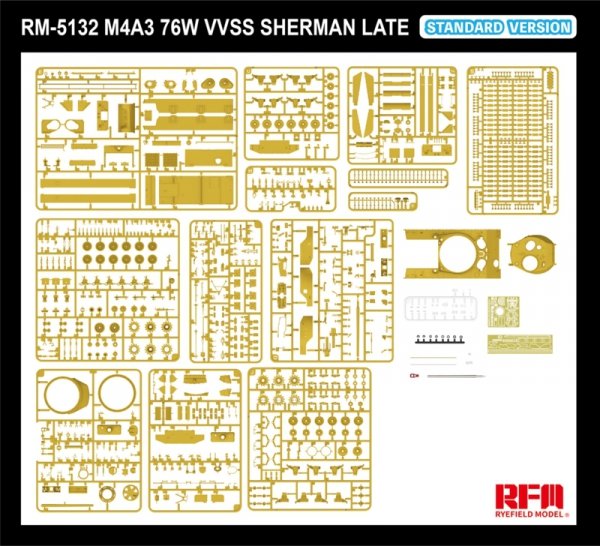 Rye Field Model 5132 M4A3 76W VVSS Sherman Late Standard Version 1/35