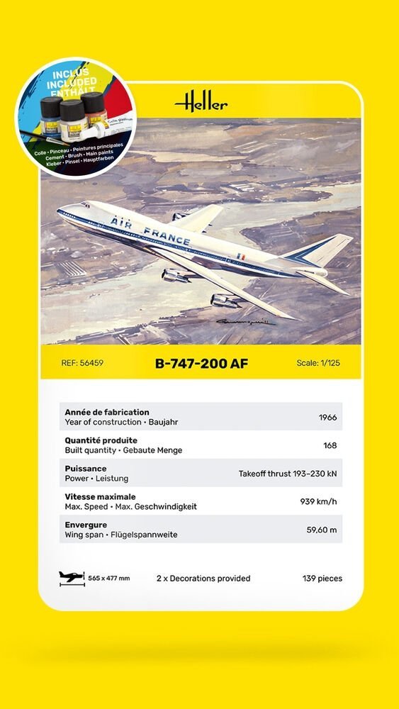 Heller 56459 Starter Kit - B-747-200 AF 1/125