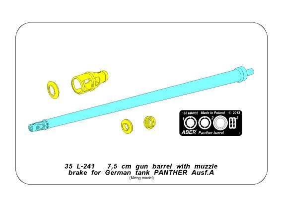 Aber 35L-241 7,5 cm barrel with muzzle brake for Panther Ausf.A (1:35)