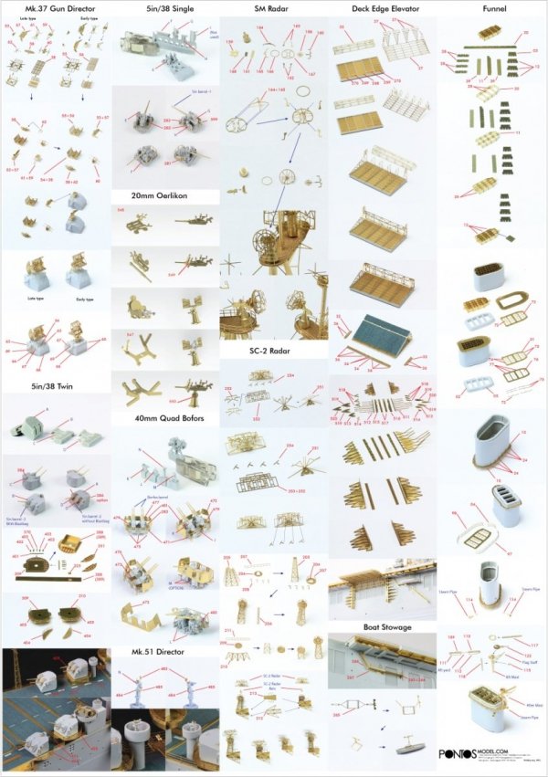 Pontos 35006F1 USS CV-9 Essex 1943 Detail Up Set (1:350)