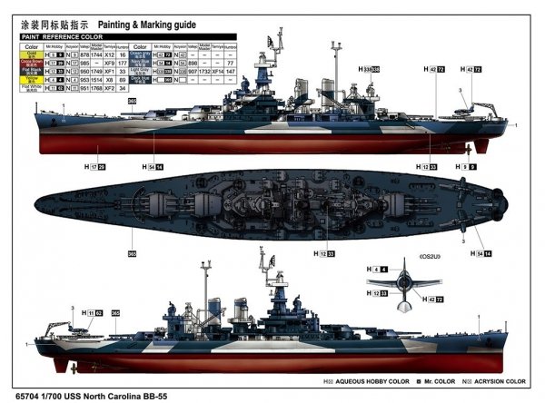 I Love Kit 65704 Top Grade North Carolina BB-55 1/700