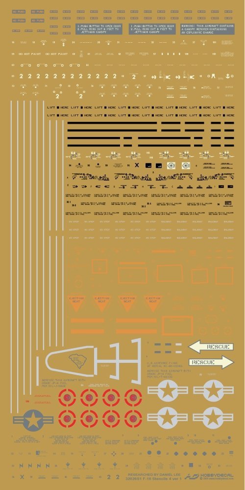 HobbyDecal ST32026V1 F-16 Stencils 4 ver 1 for 1/32 Academy kit