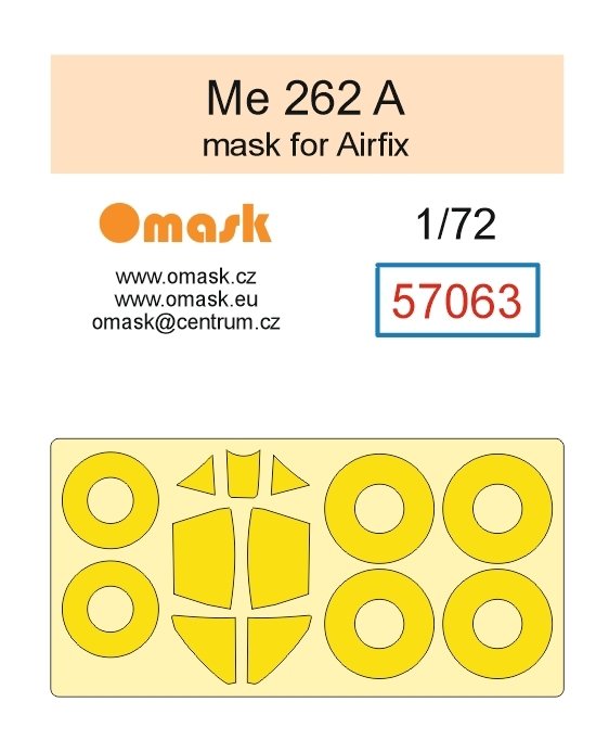 Omask X7210 Me 262 A O-Max Set (for Airfix) (masks and EVA wheel bay plugs) 1/72