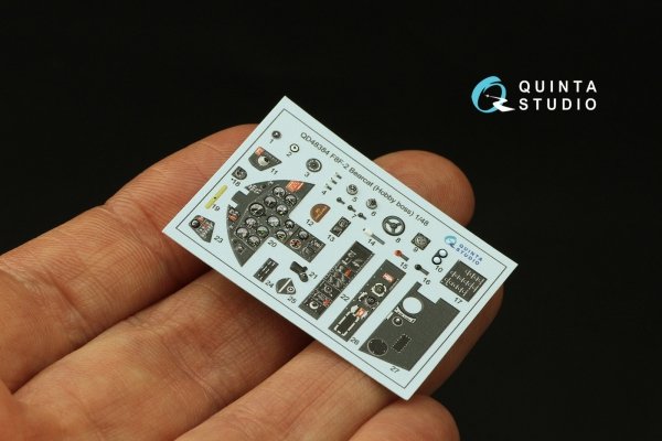 Quinta Studio QD48384 F8F-2 Bearcat 3D-Printed &amp; coloured Interior on decal paper (Hobby Boss) 1/48