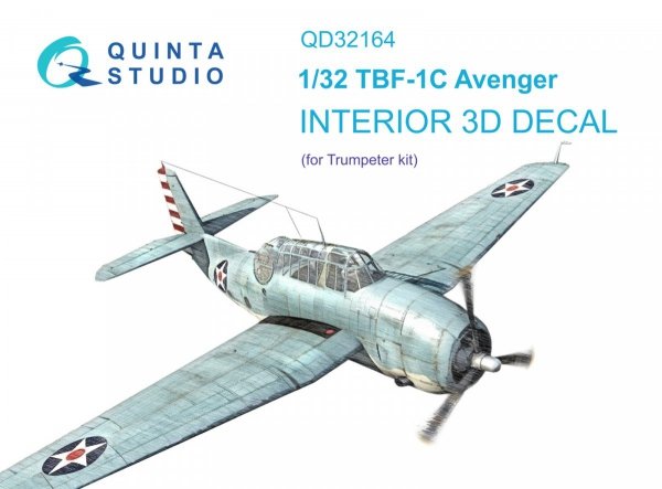 Quinta Studio QD32164 TBF-1C Avenger 3D-Printed &amp; coloured Interior on decal paper (Trumpeter) 1/32