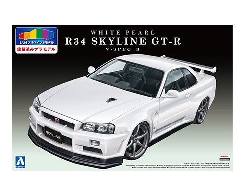 Aoshima 00860 R34 SKYLINE GT-R V-SPEC 2 (White Pearl) (NISSAN) 1:24