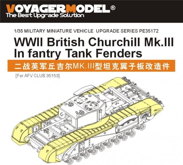 Voyager Model PE35172 WWII British Churchill Mk.III Infantry Tank Fenders for AFV CLUB 35153 1/35