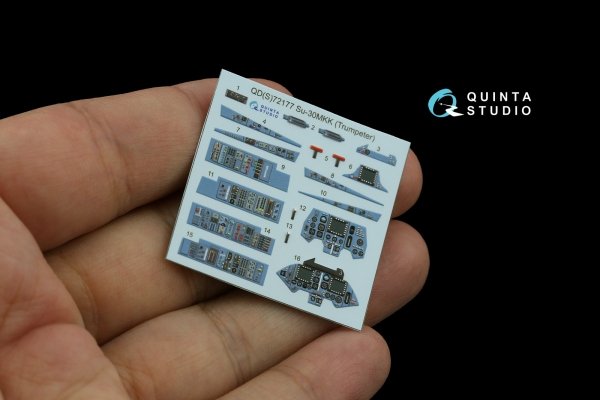 Quinta Studio QD+72177 Su-30MKK 3D-Printed &amp; coloured Interior on decal paper (Trumpeter) (with 3D-printed resin part) 1/72
