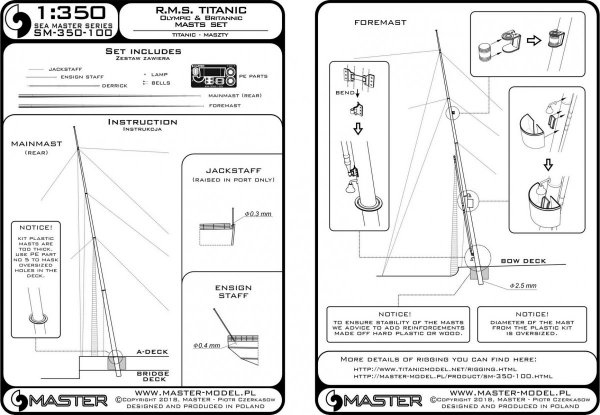 Master SM-350-100 R.M.S. Titanic (Olympic, Britannic) – zestaw masztów (1:350)