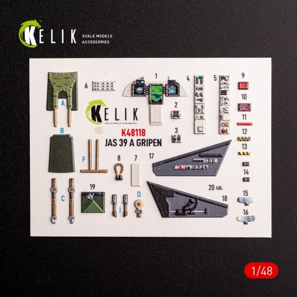 Kelik K48118 Jas-39 A - interior 3D decals for Italeri kit (1/48)