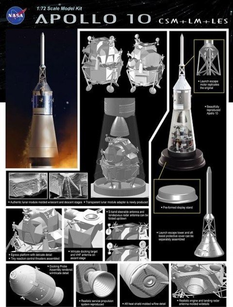 Dragon 11003 Apollo 10 CSM + LM + LES 1/72