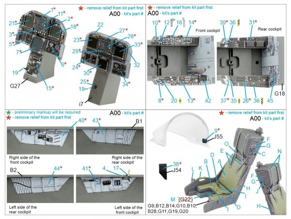 Quinta Studio QD32131 F/A-18D Early 3D-Printed &amp; coloured Interior on decal paper (Academy) 1/32