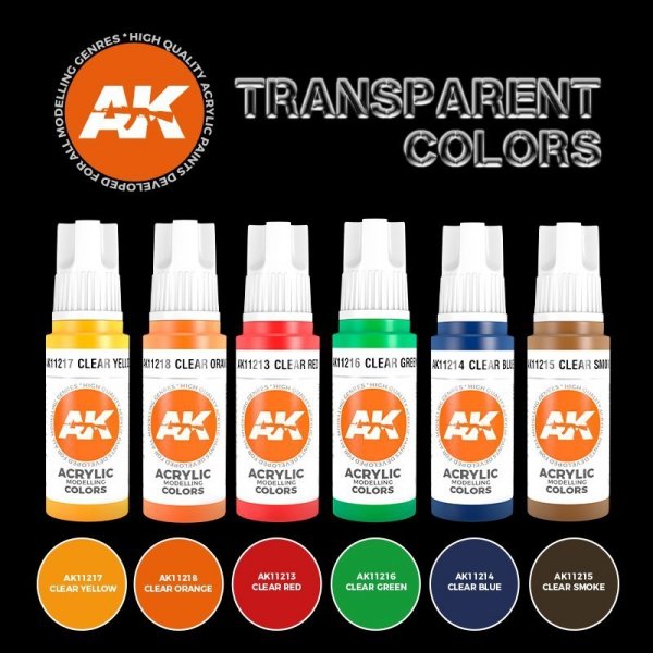 AK Interactive AK11758 TRANSPARENT COLORS SET 6x17ml