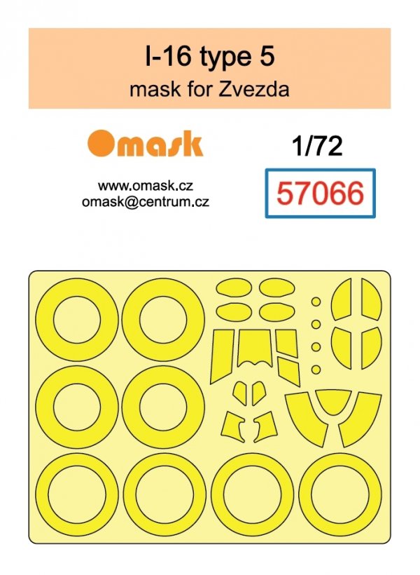 Omask 57066 I-16 type 5 mask (for Zvezda) yellow masking tape 1/72