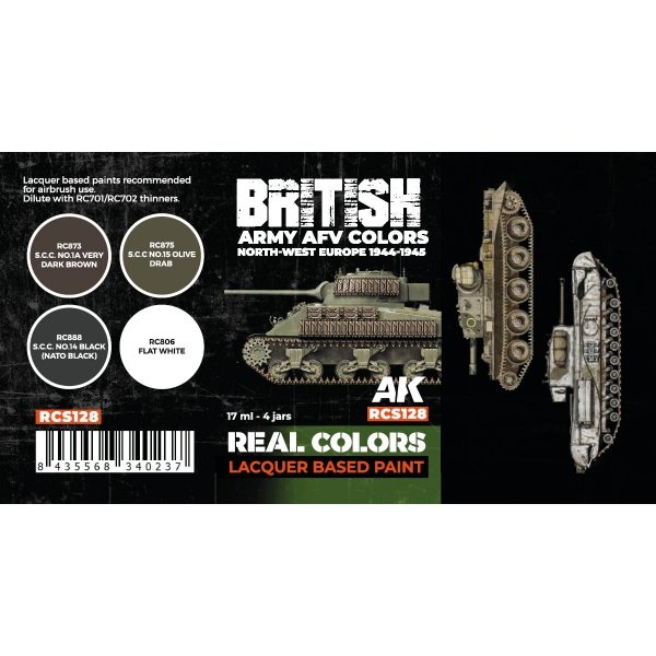 AK Interactive RCS128 British Army AFV Colors. North-West Europe 1944-1945 4x17ml