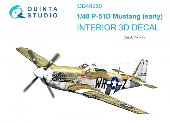 Quinta Studio QD48260 P-51D Early 3D-Printed &amp; coloured Interior on decal paper ( Airfix ) 1/48