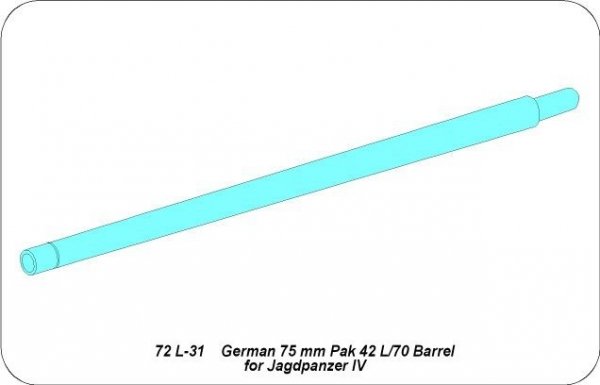 Aber 72L-31 Lufa Pak 40L/70 do niemieckiego działa pancernego Jagdpanzer IV / German 75mm Pak 40L/70 gun barrel for Jagdpanzer IV 1/72