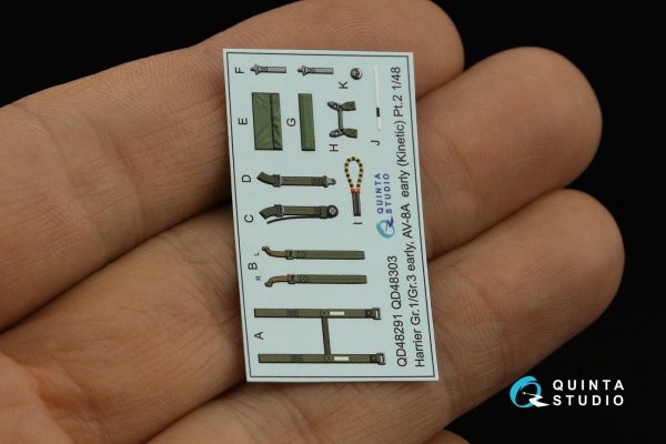 Quinta Studio QD48291 AV-8A Early 3D-Printed &amp; coloured Interior on decal paper (Kinetic) 1/48