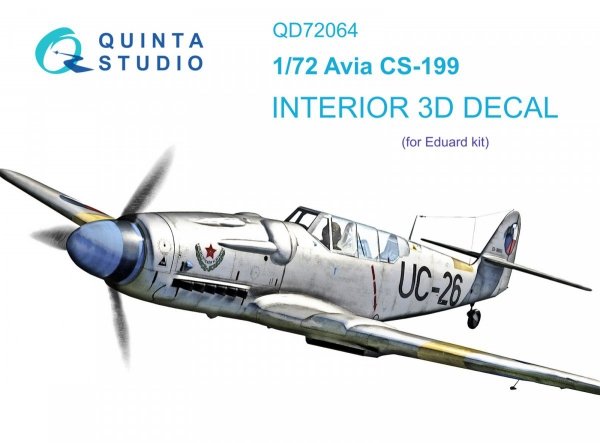 Quinta Studio QD72064 Avia CS-199 3D-Printed &amp; coloured Interior on decal paper (Eduard) 1/72