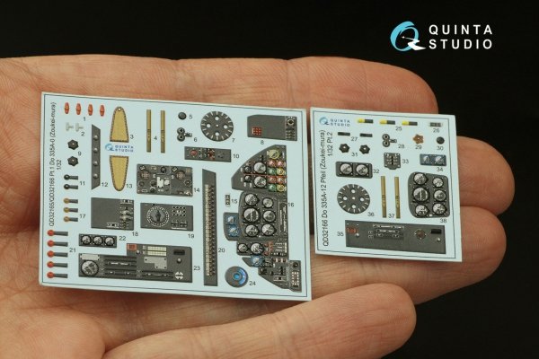 Quinta Studio QD32166 Do 335A-12 3D-Printed &amp; coloured Interior on decal paper (Zoukei-Mura) 1/32