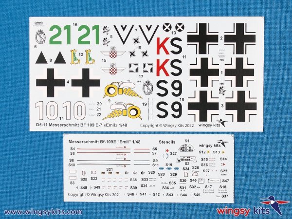 Wingsy Kits D5-11 German WWII Fighter MESSERSCHMITT Bf 109 E-7 1/48