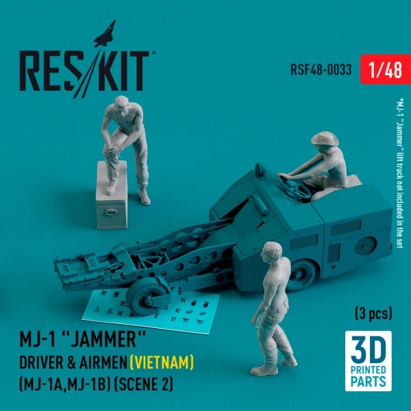 RESKIT RSF48-0033 MJ-1 Jammer Driver airmens (Vietnam) (MJ-1A,MJ-1B) (scene 2) (3 pcs) (3D Printed) 1/48