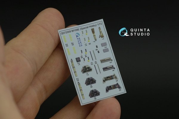 Quinta Studio QD72009 Bf 109E 3D-Printed &amp; coloured Interior on decal paper (Special Hobby) 1/72