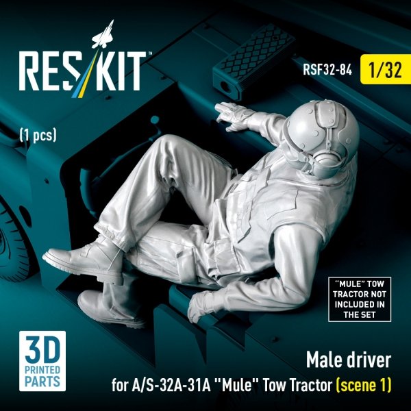RESKIT RSF32-0084 Male driver for A/S-32A-31A "Mule" Tow Tractor (scene 1) (1 pcs) (3D Printed) (1/32)