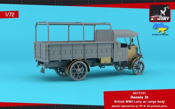 Armory Models 72101 Dennis 3t Lorry, British WWI lorry w/ flatbed cargo body 1/72
